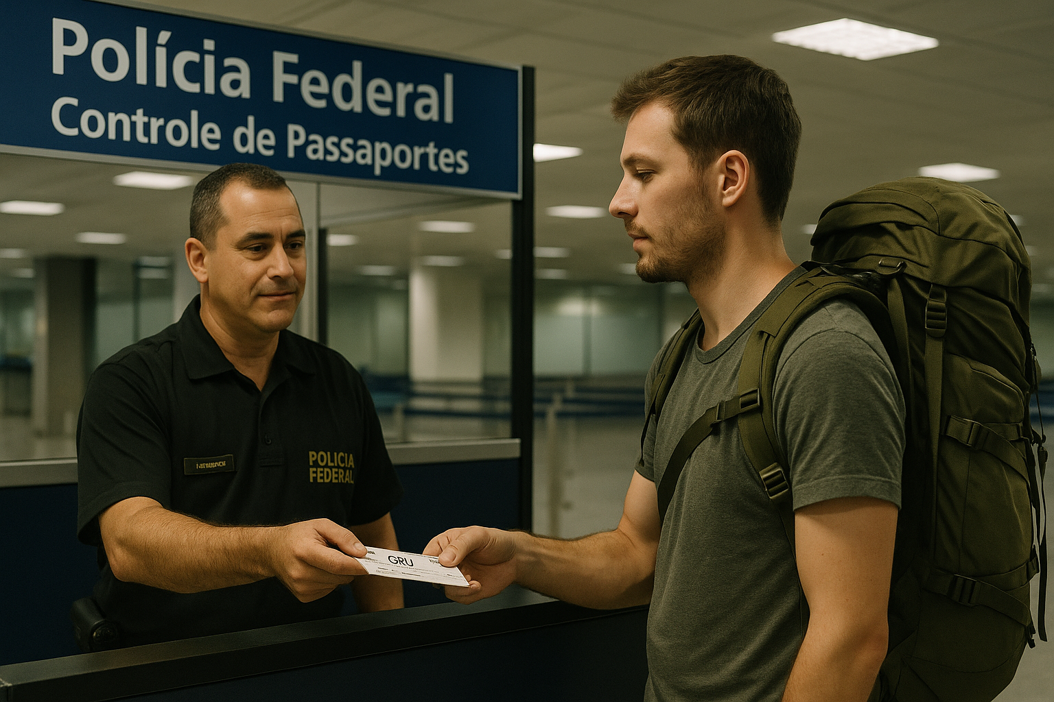 Control migratorio en el aeropuerto de Brasil