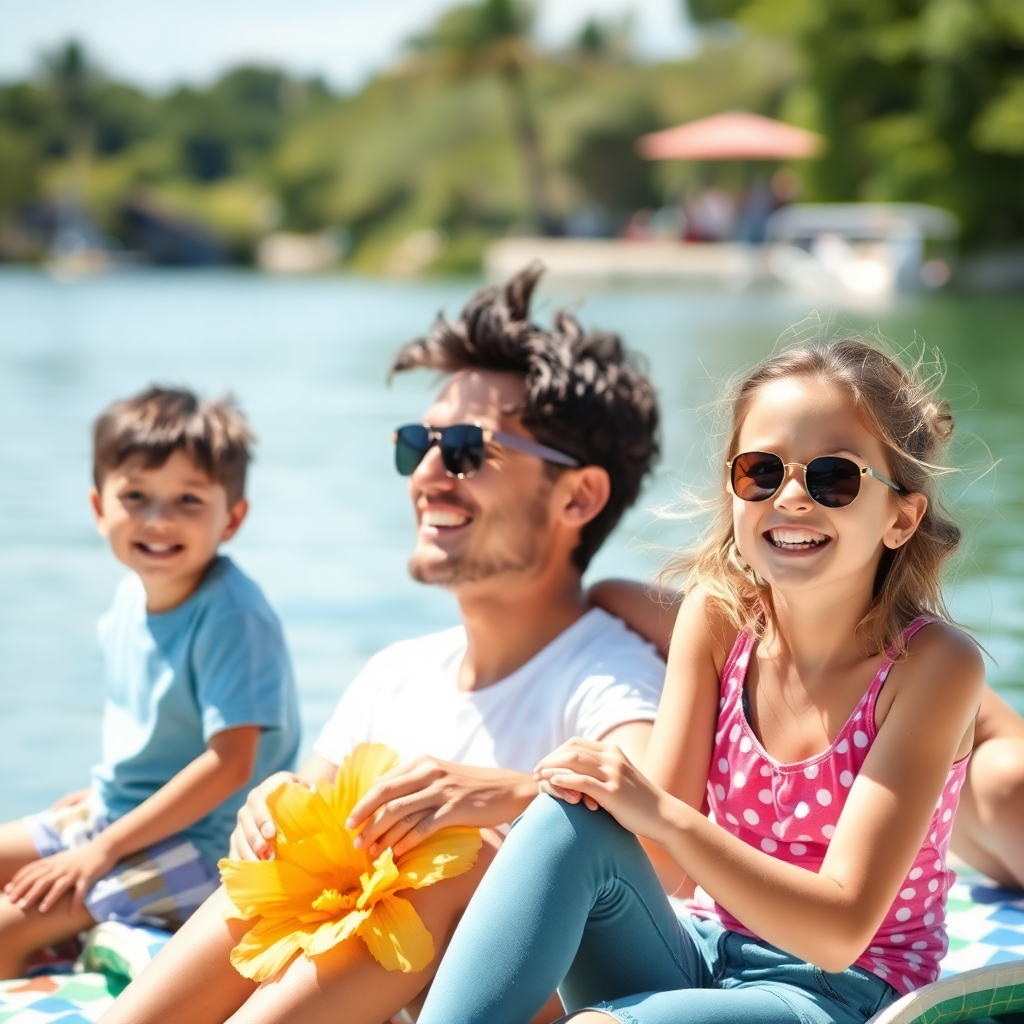Familias disfrutando de su tiempo libre, con niños jugando y personas andando en bicicleta a lo largo del paseo marítimo.